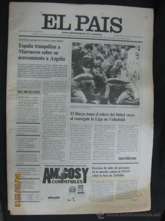 Sammelleidenschaft Sport: LA LIGA. 25 MARZO 1985. F.C.BARCELONA.BAR&Ccedil;A CONSIGUE LA LIGA EN VALLADOLID. EL PAIS.