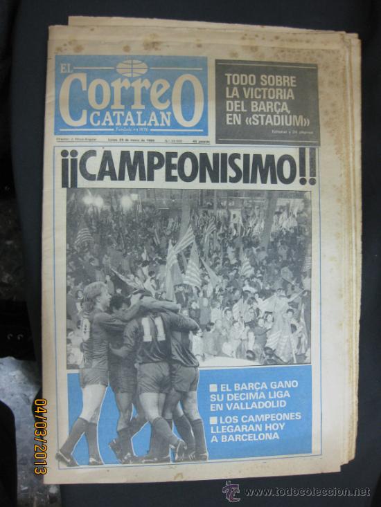 Coleccionismo deportivo: LA LIGA. 25 MARZO 1985. C.F.BARCELONA.BAR&Ccedil;A GANA SU D&Eacute;CIMA LIGA. EL CORREO CATALAN.