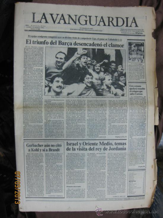 Sammelleidenschaft Sport: LA LIGA. 25 MARZO 1985. F.C.BARCELONA. 10&ordf; T&Igrave;TULO DEL BAR&Ccedil;A EN LIGA. LA VANGUARDIA.