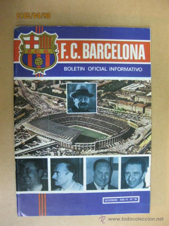 Collezionismo sportivo: BOLETIN OFICIAL INFORMATIVO C.F.BARCELONA. N&ordm; 34. DICIEMBRE 1973.