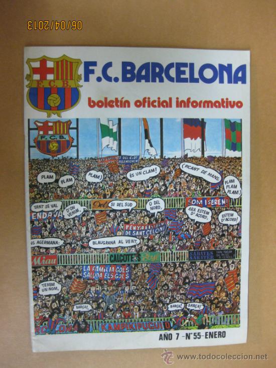 Coleccionismo deportivo: BOLETIN OFICIAL INFORMATIVO F.C .BARCELONA. N&ordm; 55. ENERO 1976.