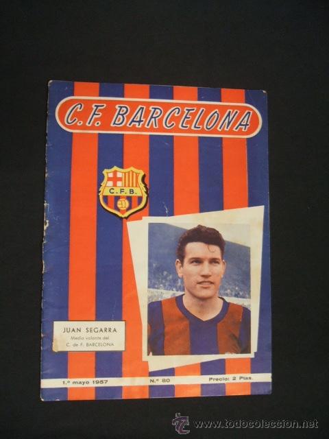 Sports collectibles: BOLETIN C.F. BARCELONA - N&ordm; 80 - 1 MAYO 1957 - BARCELONA - AT. MADRID -