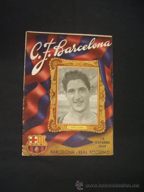 Sports collectibles: BOLETIN C.F. BARCELONA - 16 OCTUBRE 1949 - BARCELONA - REAL SOCIEDAD