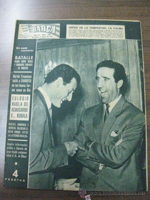 Coleccionismo deportivo: REVISTA BAR&Ccedil;A N&ordm; 148. 16 OCTUBRE 1958. EN PORTADA HELENIO HERRERA