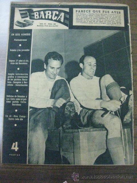 Coleccionismo deportivo: REVISTA BAR&Ccedil;A N&ordm; 66. 21 MARZO 1957. EN PORTADA BASORA Y CESAR