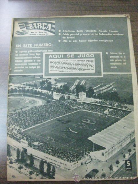 Colecionismo desportivo: REVISTA BAR&Ccedil;A N&ordm; 141. 28 AGOSTO 1958. EN PORTADA ESTADIO WANKFORD DE BERNA