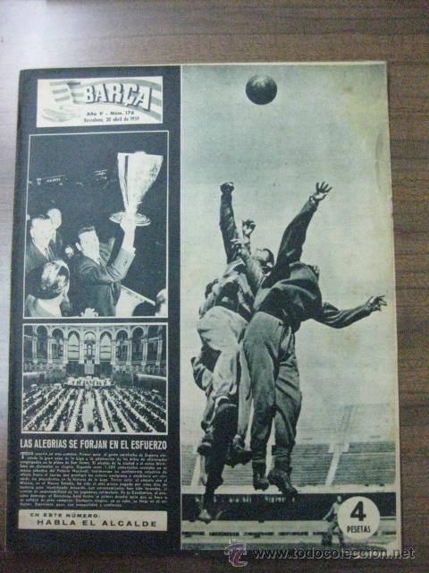 Colecionismo desportivo: REVISTA BAR&Ccedil;A N&ordm; 176. 30 ABRIL 1959. SEGARRA CON LA COPA DE LA LIGA