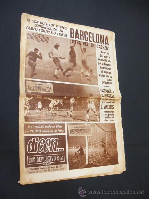 Sports collectibles: DICEN - EL BARCELONA OTRA VEZ EN CABEZA - N&ordm; 1846 - 11 ENERO 1971 -