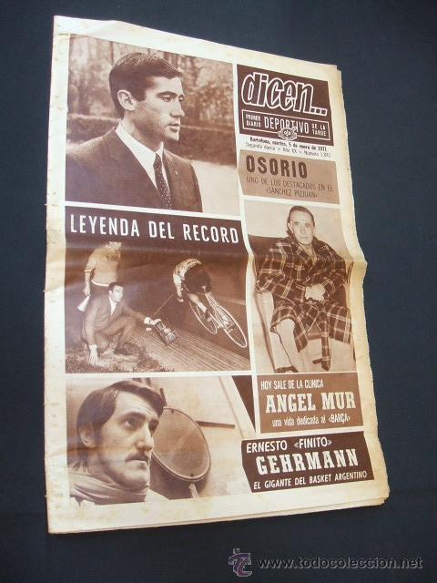 Sports collectibles: DICEN - HOY SALE DE LA CLINICA ANGEL MUR - N&ordm; 1841 - 5 ENERO 1971 -