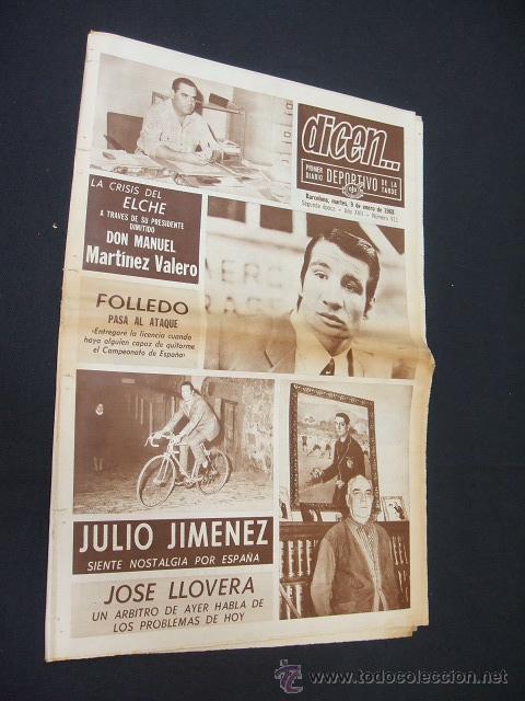 Sports collectibles: DICEN - MARTINEZ VALERO, EL PRESIDENTE DIMITIDO - N&ordm; 911 - 9 ENERO 1968 -