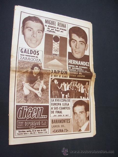 Sports collectibles: DICEN -LA XVII COPA DE EUROPA LLEGA A SUS CUARTOS DE FINAL - N&ordm; 2168 - 25 ENERO 1972 -