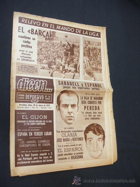 Sports collectibles: DICEN - RELEVO EN EL MANDO DE LA LIGA - N&ordm; 1601 - 30 MARZO 1970 -