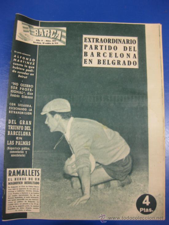 Collezionismo sportivo: REVISTA BAR&Ccedil;A N&ordm; 202/ 30 OCTUBRE 1959. PORTADA HEROE EN BELGRADO.