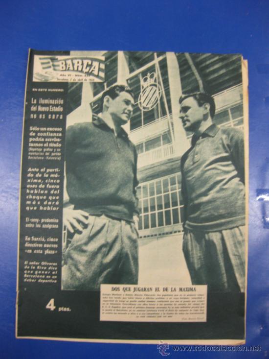 Sports collectibles: REVISTA BAR&Ccedil;A N&ordm; 225/ 7 ABRIL 1960. PORTADA MARTINEZ Y VILLAVERDE..