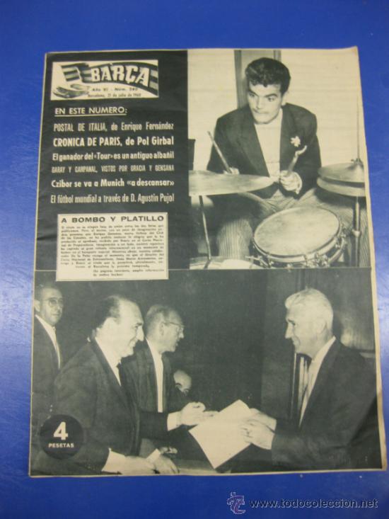 Collezionismo sportivo: REVISTA BAR&Ccedil;A N&ordm; 240/ 21 JULIO 1960. PORTADA  GENSANA Y BROCIC.