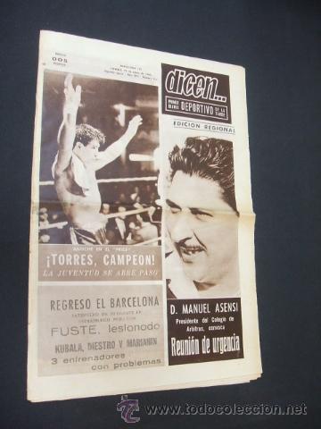 Sports collectibles: DICEN - TORRES, CAMPEON - 22 ENERO 1965 - EDICION REGIONAL -