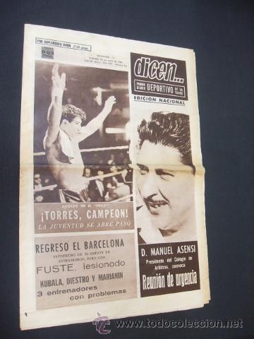 Sports collectibles: DICEN - TORRES, CAMPEON - 22 ENERO 1965 - EDICION NACIONAL -