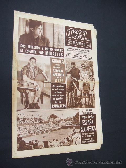 Sports collectibles: DICEN - DOS MILLONES Y MEDIO OFRECE EL ESPA&Ntilde;OL POR MIRALLES  - N&ordm; 144 - 22 JULIO 1965 -