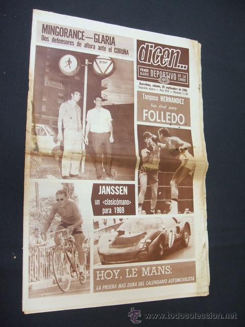 Sports collectibles: DICEN - HOY LE MANS, LA PRUEBA MAS DURA - N&ordm; 1136 - 28 SEPTIEMBRE 1968 -