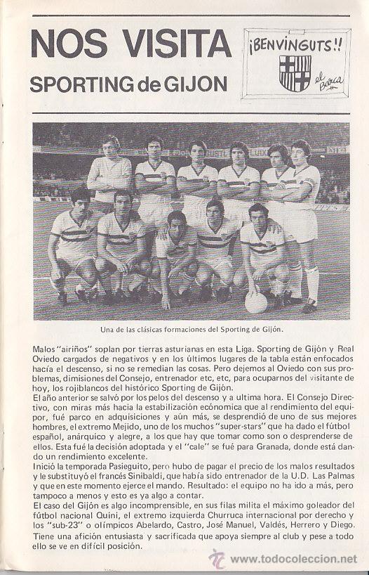 Coleccionismo deportivo: revista club de futbol barcelona- barça - programa oficial SPORTING GIJON F.C.BARCELONA LIGA 1975-76 - Foto 3 - 41050412