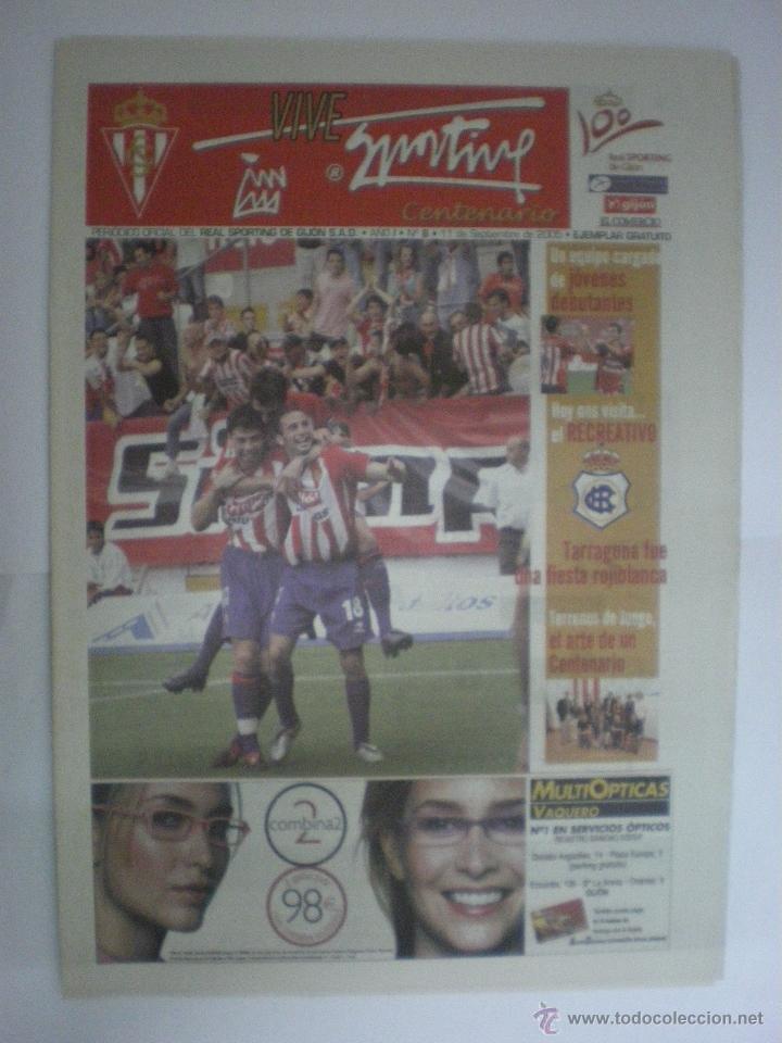 Coleccionismo deportivo: Real Sporting de Gij&oacute;n - Recreativo de Huelva-Peri&oacute;dico of. Vive Sporting Centenario-N&ordm; 8-11/09/2005
