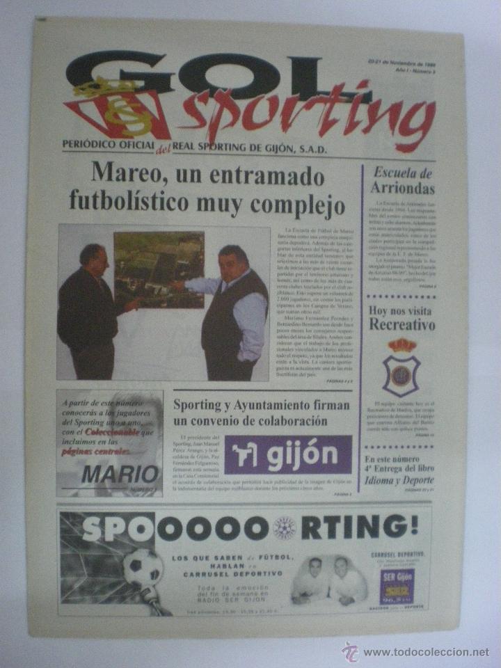 Sammelleidenschaft Sport: Real Sporting de Gij&oacute;n-Recreativo de Huelva-Peri&oacute;dico of. Gol Sporting-N&ordm; 5-20/11/1999-&Iacute;dolo: Mario