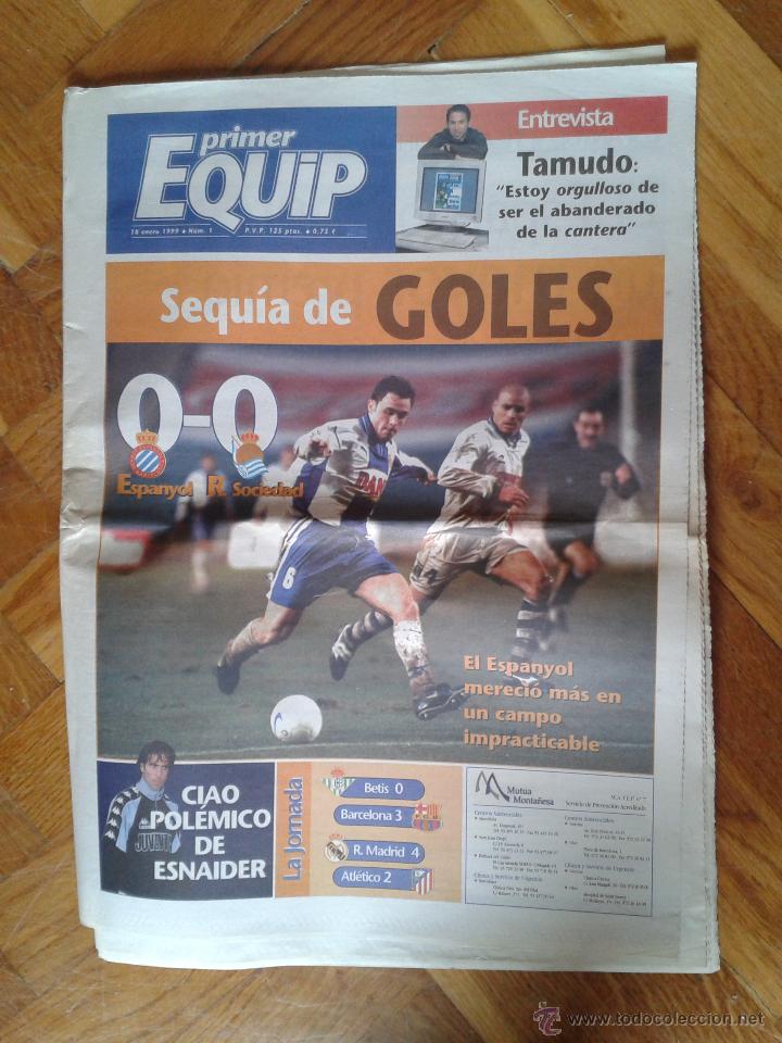 Coleccionismo deportivo: Peri&oacute;dico deportivo RCD Espanyol Primer Equip n&uacute;mero 1 con entrevistas Tamudo Constantino Miranda