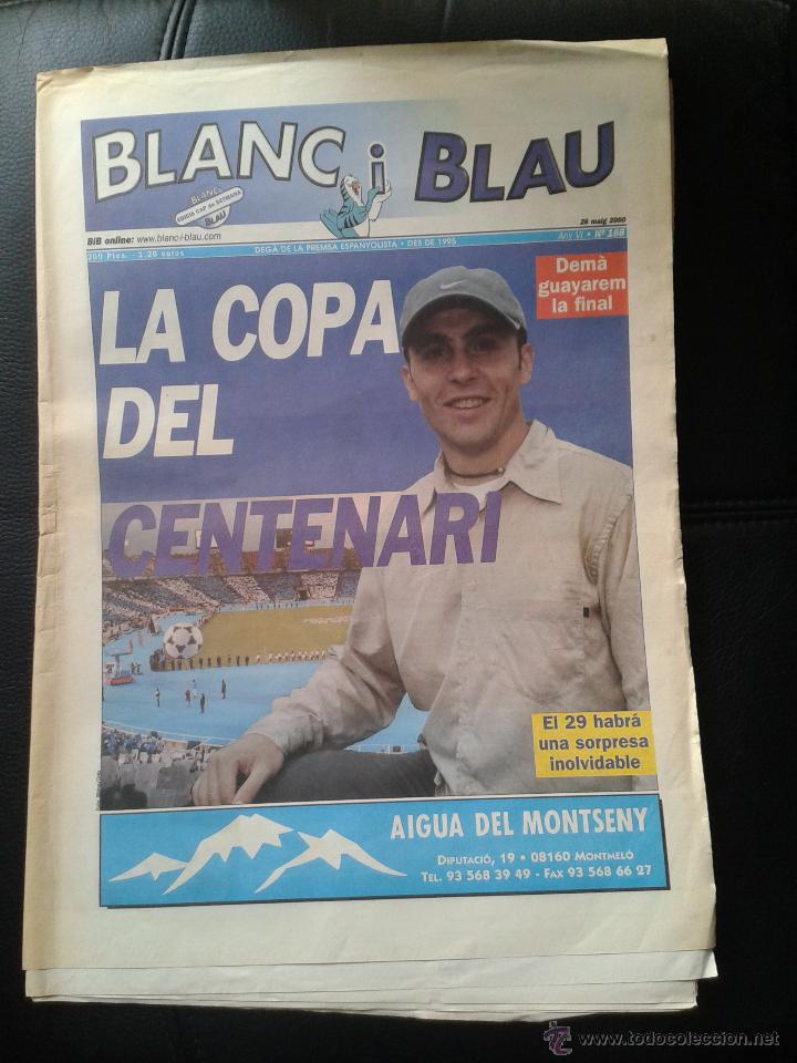 Coleccionismo deportivo: Peri&oacute;dico Blanc i Blau previa final Copa del Rey 2000 RCD Espanyol Atl&eacute;tico de Madrid f&uacute;tbol