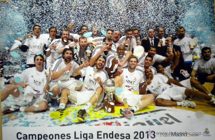 Sports collectibles: HALA MADRID JUNIOR JUNIO AGOSTO 2013 POSTER REAL MADRID CAMPEON LIGA BALONCESTO BASKET