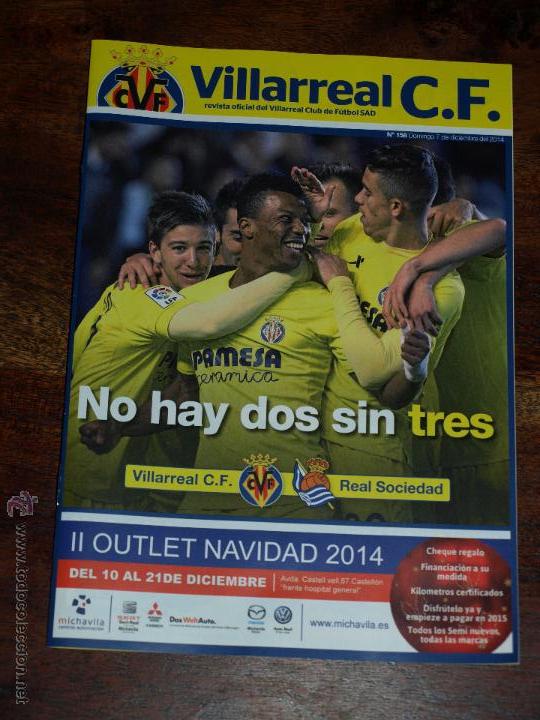 Sports collectibles: REVISTA OFICIAL VILLARREAL CF VS REAL SOCIEDAD.7 DICIEMBRE 2014.POSTER DOS SANTOS.16 PAG. 15 X 21 CM