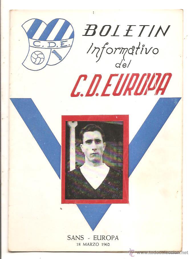 Colecionismo desportivo: BOLET&Iacute;N C.D. EUROPA N&ordm; 13 &ndash; SANS-EUROPA &ndash; 18 MARZO 1952