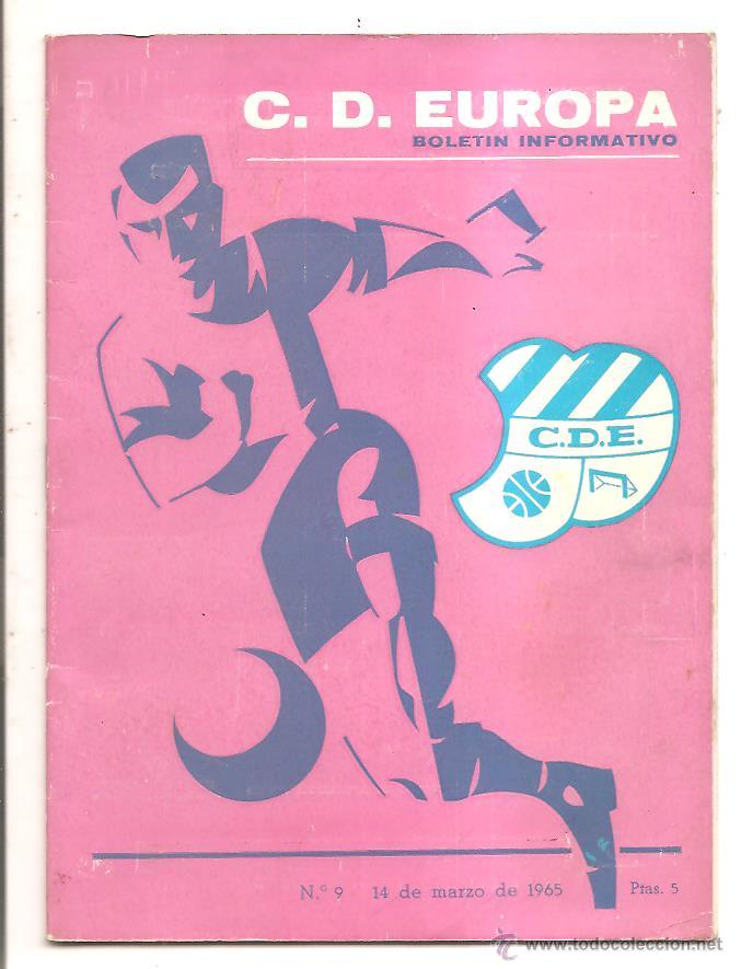 Collectionnisme sportif: BOLET&Iacute;N C.D. EUROPA N&ordm; 9 &ndash; CR&Oacute;NICA EUROPA 3 ORENSE 0 &ndash; 14 MARZO 1965
