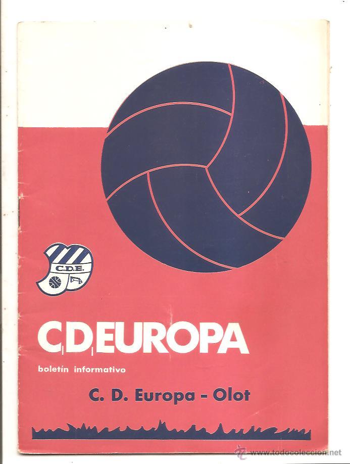 Coleccionismo deportivo: BOLET&Iacute;N C.D. EUROPA &ndash; TEMP. 1968-69 &ndash; EUROPA-OLOT - CR&Oacute;NICA VILAFRANCA 2 EUROPA 1