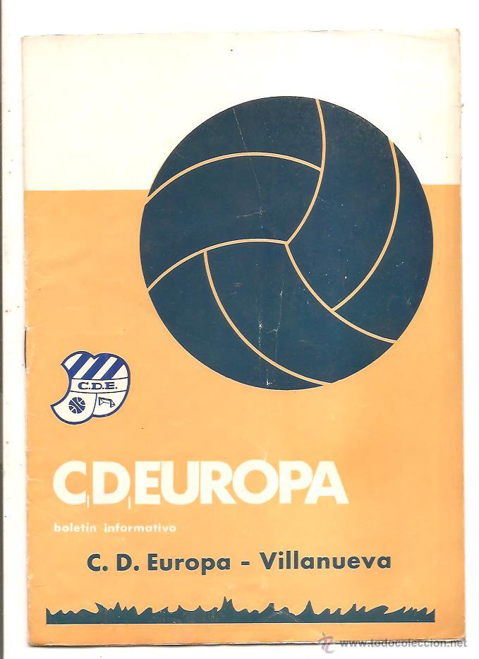 Coleccionismo deportivo: BOLET&Iacute;N C.D. EUROPA &ndash; TEMP. 1968-69 &ndash; EUROPA-VILLANUEVA - CR&Oacute;NICA EUROPA 0 SAN ANDR&Eacute;S 0