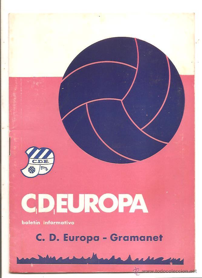 Sports collectibles: BOLET&Iacute;N C.D. EUROPA &ndash; TEMP. 1968-69 &ndash; EUROPA-GRAMANET - CR&Oacute;NICA SAMBOYANO 0 EUROPA 0