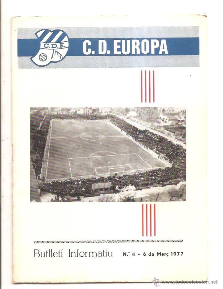 Sports collectibles: BUTLLET&Iacute; C.D. EUROPA N&ordm; 4 &ndash; EUROPA-VIC &ndash; 6 MARZO 1977