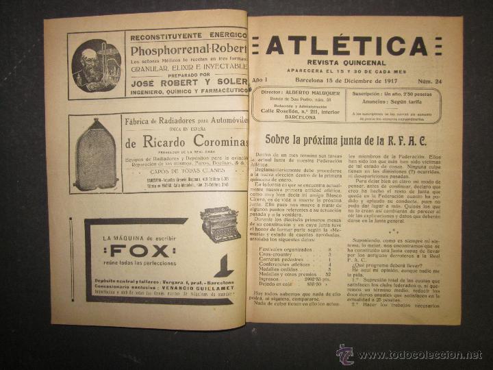Coleccionismo deportivo: ATLETICA - REVISTA DEPORTIVA QUINCENAL -PUBLICADA EN BARCELONA NUM 24 - AÑO 1917 - (CD- 1307 ) - Foto 2 - 47110363