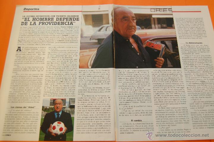 Coleccionismo deportivo: RECORTE/ARTICULO 1987 - LA ULTIMA ENTREVISTA CON VICENTE CALDERON ATLETICO DE MADRID - 2 PAGINAS