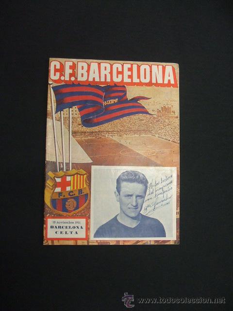 Collectionnisme sportif: BOLETIN F.C. BARCELONA - 18 NOVIEMBRE 1951 - BARCELONA - CELTA