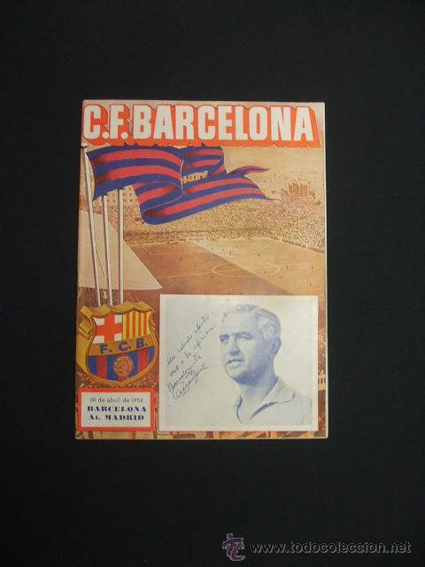 Sports collectibles: BOLETIN F.C. BARCELONA - 20 ABRIL 1952 - BARCELONA - AT. MADRID