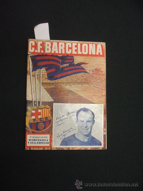 Sports collectibles: BOLETIN F.C. BARCELONA - 27 ENERO 1952 - BARCELONA - VALLADOLID