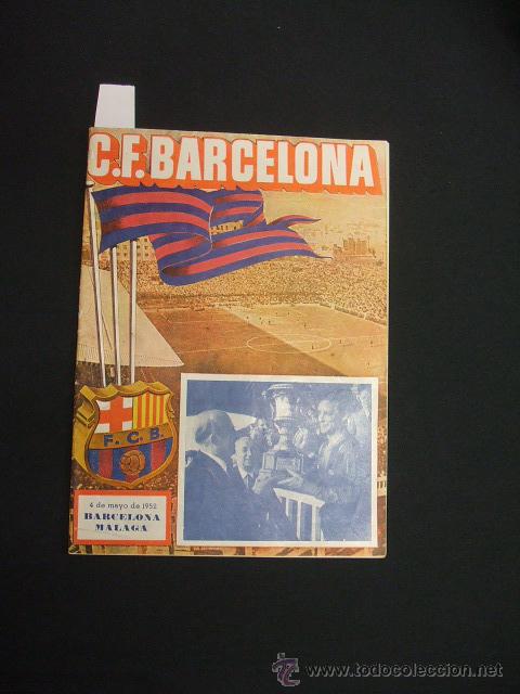 Sports collectibles: BOLETIN F.C. BARCELONA - 4 MAYO 1952 - BARCELONA - MALAGA