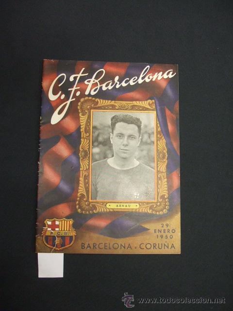 Sports collectibles: BOLETIN F.C. BARCELONA - 29 ENERO 1950 - BARCELONA - CORU&Ntilde;A