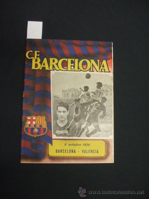 Sports collectibles: BOLETIN F.C. BARCELONA - 8 OCTUBRE 1950 - BARCELONA - VALENCIA