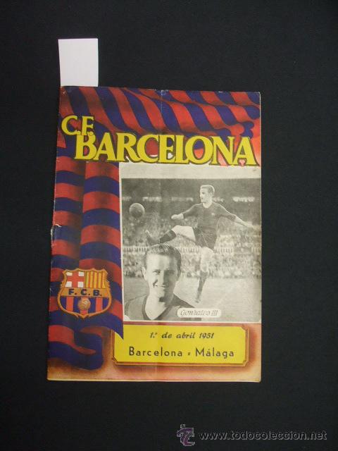 Collectionnisme sportif: BOLETIN F.C. BARCELONA - 1 ABRIL 1951 - BARCELONA - MALAGA