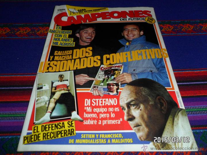 Collezionismo sportivo: CAMPEONES DEL F&Uacute;TBOL N&ordm; 3. 8-12-86 GALLEGO MACEDA DI ST&Eacute;FANO. REGALO N&ordm; 2 BAR&Ccedil;A BEENHAKKER LUIS RARA