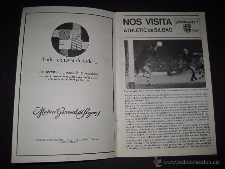 Coleccionismo deportivo: FC BARCELONA - PROGRAMA OFICIAL - ATHLETIC DE BILBAO - F.C. BARCELONA - AÑO 1976 -VER FOTOS(CD-1490) - Foto 3 - 48982186