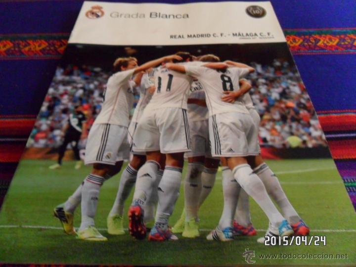 Sports collectibles: GRADA BLANCA REAL MADRID M&Aacute;LAGA CON P&Oacute;STER DE BALE. JORNADA 32. 18-4-15. BUEN ESTADO.