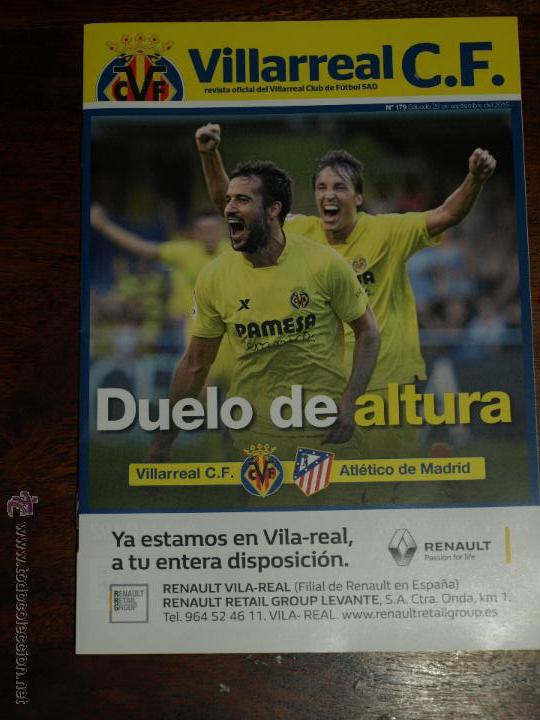 Sports collectibles: REVISTA OFICIAL VILLARREAL CF VS ATLETICO DE MADRID.28 SEP 2015.POSTER TRIGUEROS.16 PAG.