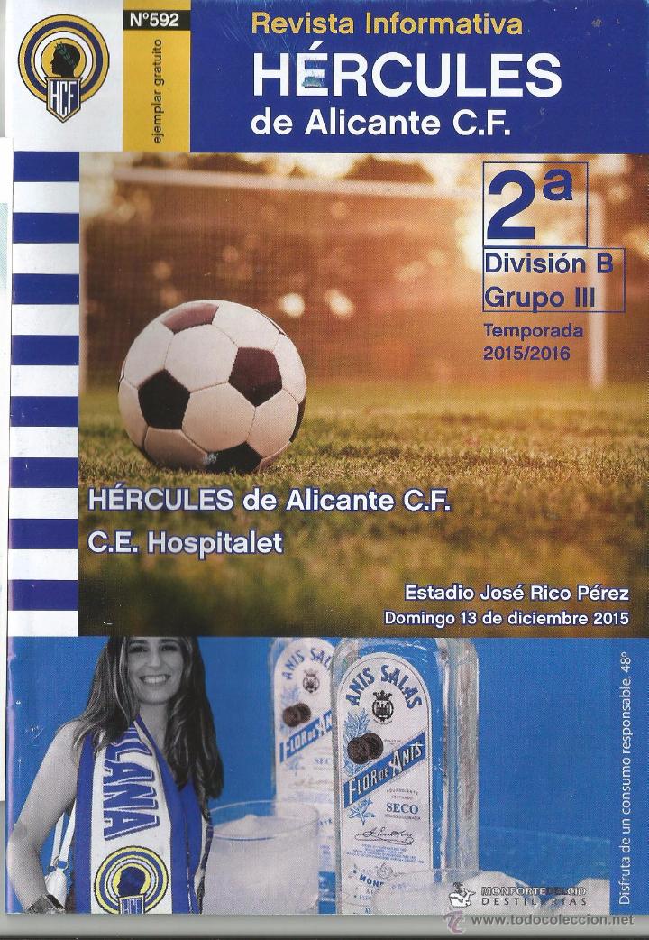 Sports collectibles: Revista Informativa H&eacute;rcules de Alicante C.F., n&ordm; 592. 2&ordf;b 15-16. H&eacute;rcules-Hospitalet